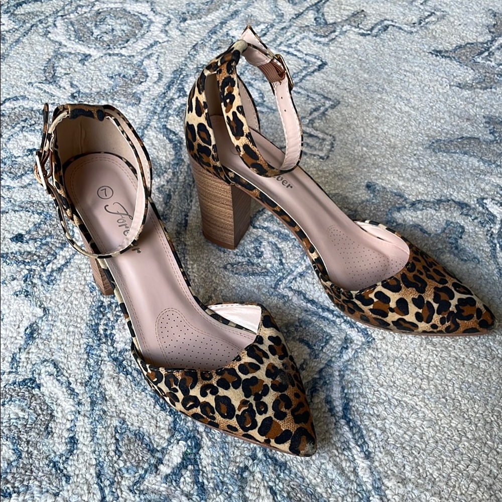 Leopard Print Block Heel Women's Shoes